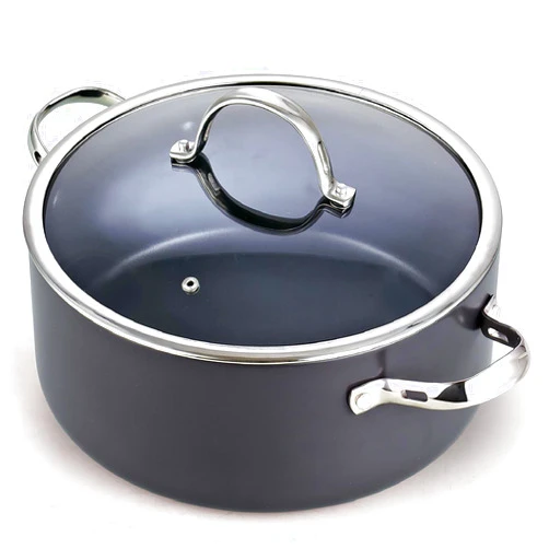 Cooks Standard Stock Pot Dutch Oven Casserole with Glass Lid, 7-Quart Classic Hard Anodized Nonstick Stockpot, Black