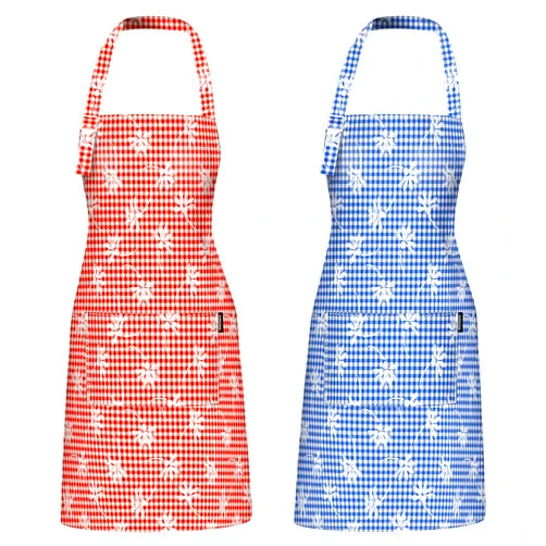 Genixart Kitchen Cooking Apron, Adjustable Bib Chef Aprons for Women/Men, 100% Cotton Apron for Restaurant Cafe Shop, Gingham Check