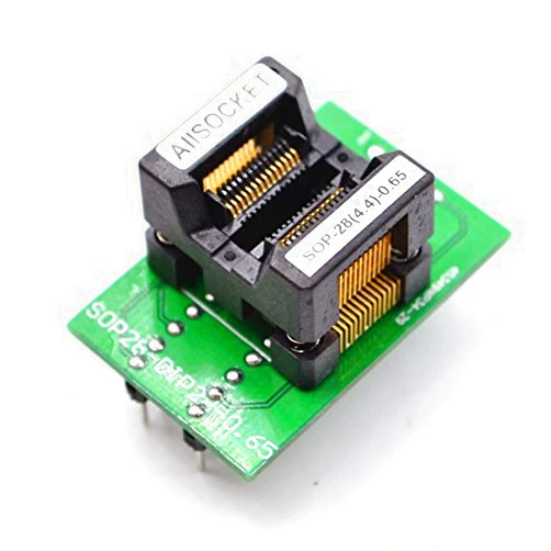 ALLSOCKET SSOP28-4.4-0.65 SOP28 Package TSSOP28 SSOP28 to DIP28 Programming Adapter Testing/Debug Socket 0.65mm Pitch 4.4mm Width(173mil) S-SSOP28-0.65 OTS28(28)-0.65-01