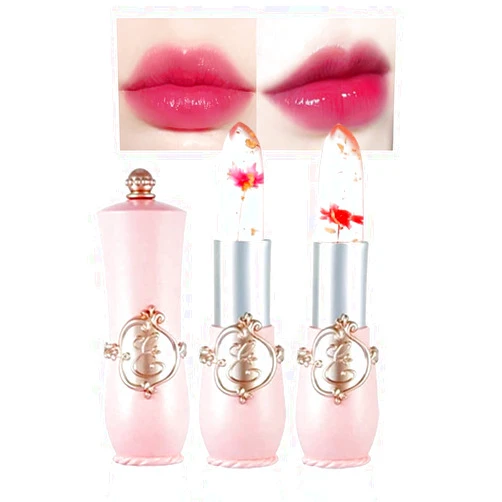 BINGBRUSH 2Pcs Color Changing Lipstick,Pink Crystal Flower Jelly PH Mood Long Lasting Labiales Lip Care Moisturizer Lip Balm Korean Magic Lip Gloss Makeup Lipstick Set for Women