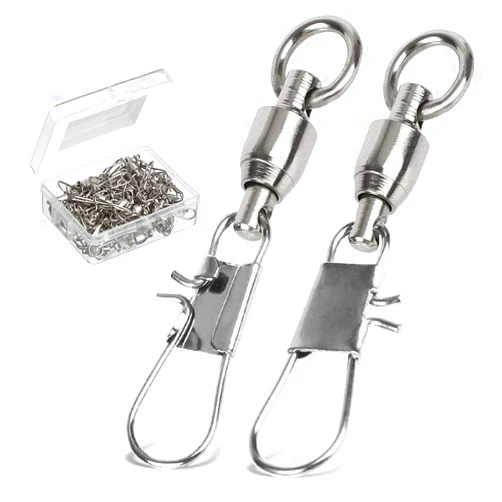 AMYSPORTS Fishing Swivels with Interlock Snap Ball Bearing Swivels Fishing Snap Swivels Saltwater Freshwater Fishing Tackle Leader Lure Jigs Line Fishing Connector