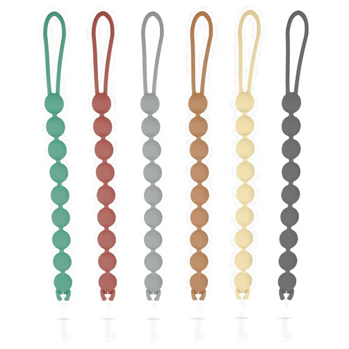 MINMUNJIU Silicone Pacifier Clip Holder, 6 Pack One Piece Soft Flexible Binky Clips Pacifier Holder Clip for Boys and Girls, Fits Most Pacifiers, Birthday Christmas Shower Gift，Baby Essentials
