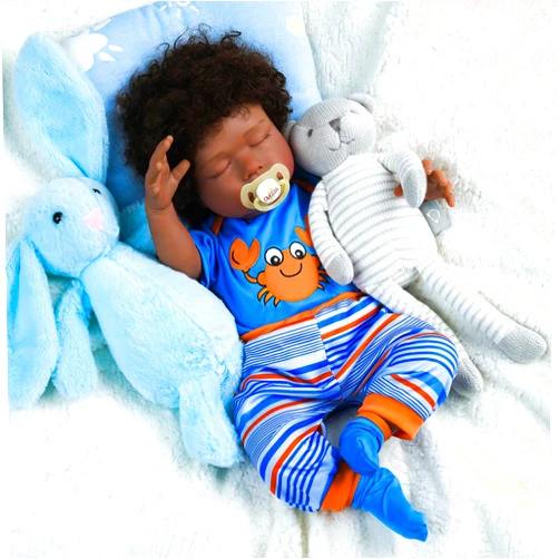 BABESIDE Lifelike Reborn Black Girl- 18-Inch Realistic Newborn Real Life Baby Dolls with Clothes and Toy Gift for Kids Age 3+