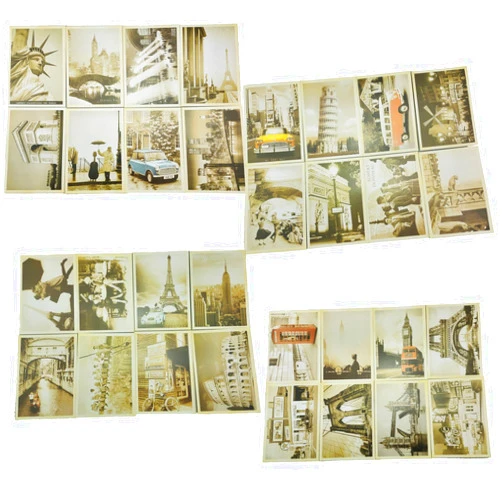 yueton 32 PCS 1 Set Retro Old Travel Postcards Vintage Landscape Photo Picture Poster Post Cards for Collecting
