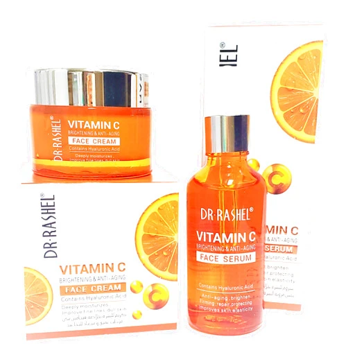 Dr Rashel Vitamin C Face Serum And Vitamin C Face Cream Variety Pack | Hyaluronic Acid, Anti Aging and Collagen Essence