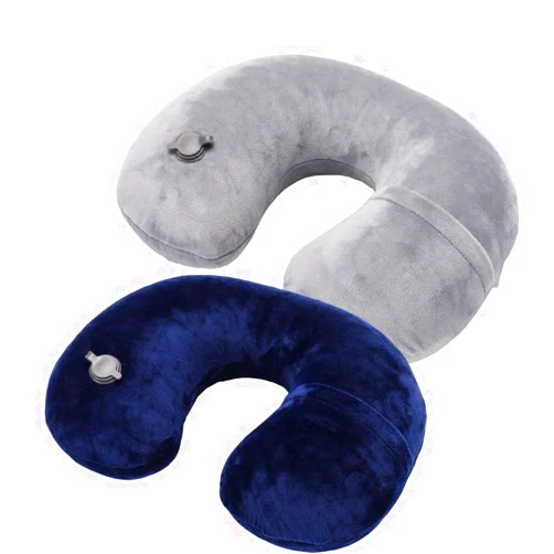 MXJZW 2Pack Ultralight Inflatable Travel Neck Pillows Inflatable Neck Pillow Compact Travel Neck Pillow U-Shaped Neck Support While Office, Car, Airplanes and Train(Dark Blue/Grey)