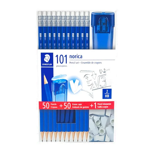 STAEDTLER Norica Pencil Set With Eraser Caps and Sharpener, 101ct