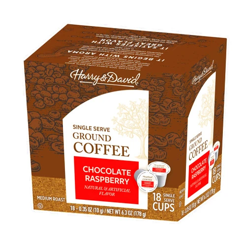Harry & David Single Serve Coffee, Chocolate Raspberry, 18 Single Serve Cups