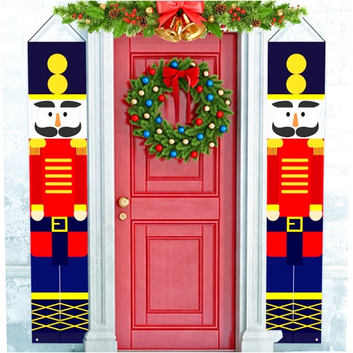 BigOtters Nutcracker Christmas Decorations, Nutcracker Porch Sign Life Size Soldier Model Nutcracker Banners for Front Door Porch Garden Kids Party Christmas Party Decoration