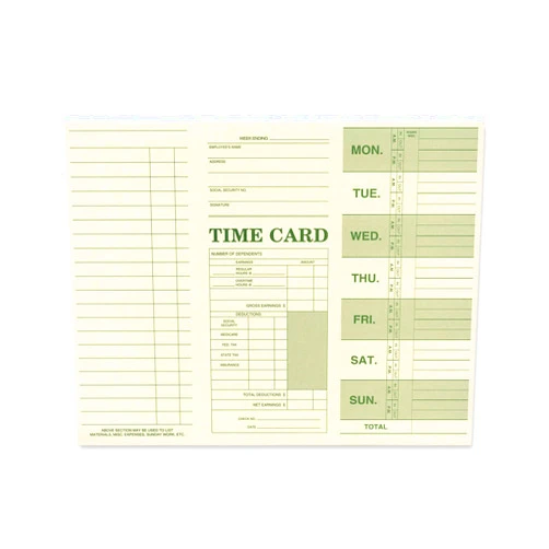 NextDayLabels - Employee Attendance Weekly Time Card (Pack of 250)