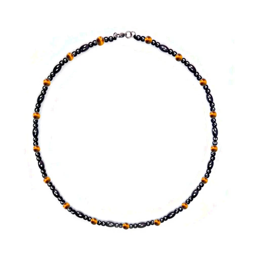 Hion Magnetic Therapy Necklace Hematite Black Obsidian Tigers Eye Magnetic Necklace