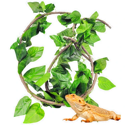Tfwadmx Reptile Vines and Flexible Reptile Leaves with Suction Cups Jungle Climber Long Vines Habitat Decor for Climbing Chameleon Lizard Gecko Snake Frog