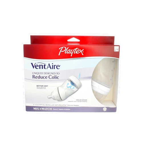 Playtex VentAire Advanced Natural Feeding System Bottles, Slow Flow, Wide/6oz, 3 ea