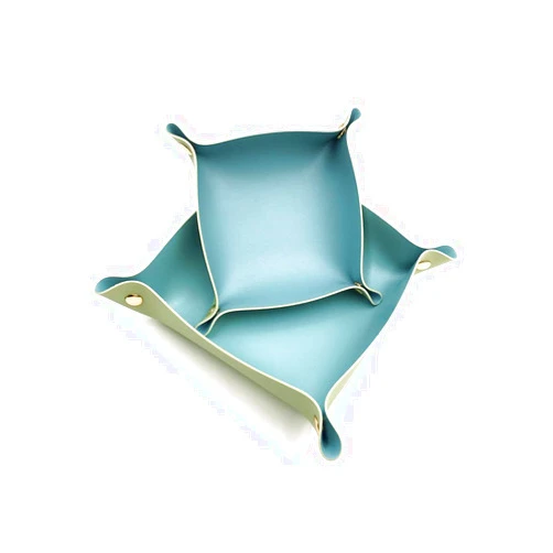 SUSU BLOCK Valet Tray 2 Size Combined PU Leather Jewelry for Women and Man Portable Catchall Travel Storage Dish Plate Key Desk Organizer Phone, Keys, Glasses, Wallet, Ring (Light Bule+Light Green)