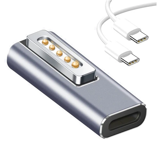 Kocomio Magnetic USB C to Magnetic 2 Male to Female Adapter Safe 2 PD 100W Power Fast Charging Converter for 2013-2015 MacBook Pro Air with 100W/5A USB C Cable (1.5M)