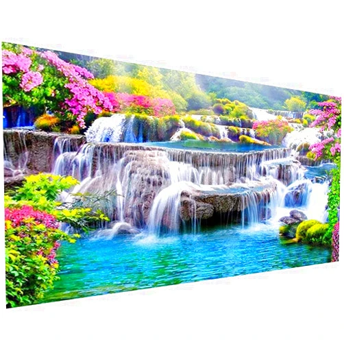XWJJ DIY 5D Diamond Painting Kits for Adults Waterfall Scenery Embroidery Full Round Drill Large Size(31.5x11.8 inch) Diamond Crystal Gem Arts Painting Craft for Home Wall Decor