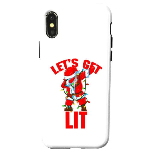 Let's Get Lit Drinking Santa Hat Dabbing Christmas iPhone X/XS Let's Get Lit Drinking Santa Hat Dabbing Christmas Lights Case