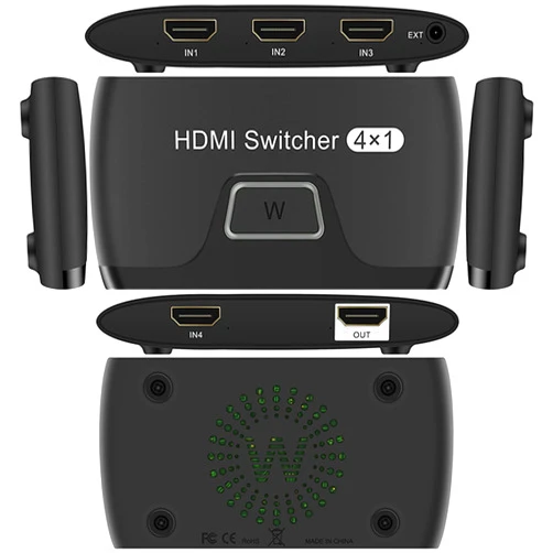 HDSUNWSTD 4K 30Hz 4x1 HDMI Switch, 4 Port Auto HDMI Switch Box with IR Remote,Support 4Kx2K 3D 1080P,4 in 1 Out HDMI Switch Switcher Selector for Xbox360/PS4/PS3/Roku/to TV Projector