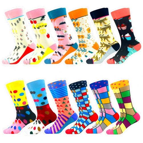 Cool future socks Fun Colorful Socks Patterned Funky Happy Crew Sock Combed Cotton Stockings Packs