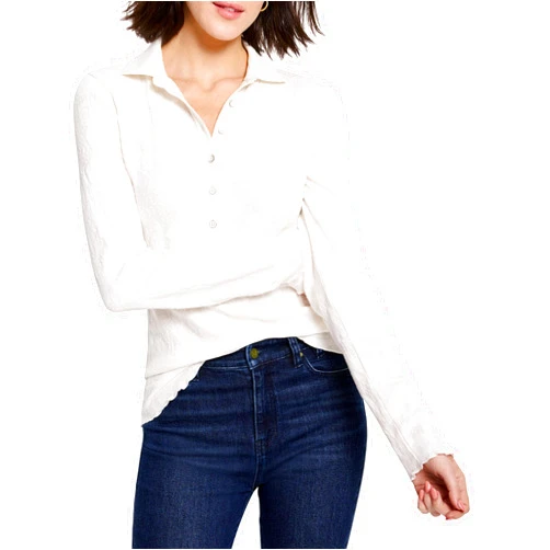 NIC+ZOE Women's Lace Knit Collared Top