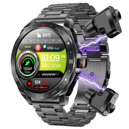 Desong Smart Watch with Earbuds for Android iPhone,1.52 inch IPS Fitness Tracker,All-in-one Smartwatches Long Time Standby TWS Music Watch for Men Women