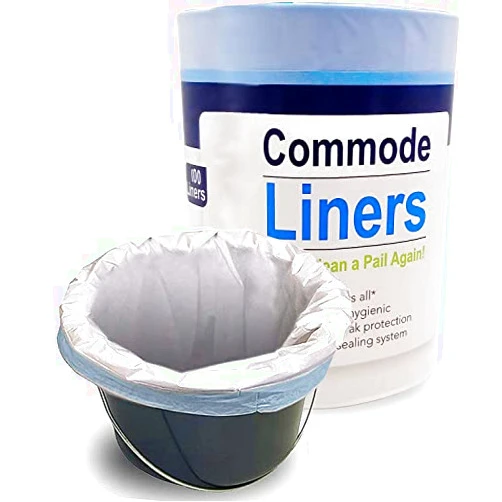 Sanicare Commode Liners - Pack of 100 Disposable Commode Liners - Fits All Standard Bedside Commodes - Eliminates Odors - Never Clean A Pail Again