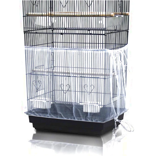 ASOCEA Bird Cage Seed Cather,Universal Adjustable Birdcage Cover Skirt Nylon Mesh Netting Parrot Parakeet Macaw African Round Square Cages Cover