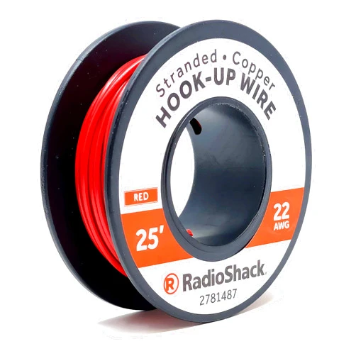 RadioShack 22 AWG Stranded Copper Hook-Up Wire - 25' Spool, Red