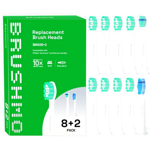 Brushmo Replacement Toothbrush Heads Compatible with Philips Sonicare Electric Toothbrush, White, 10 pc Variety Pack
