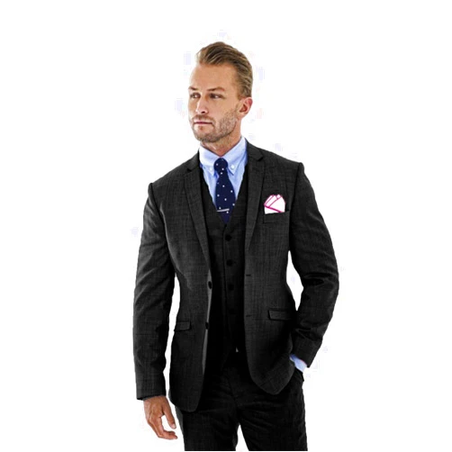 Wudli Men's 3 Pieces Linen Suit Slim Fit Summer Wedding Tuxedo Retro Grooms Prom Party Blazer Vest Pants