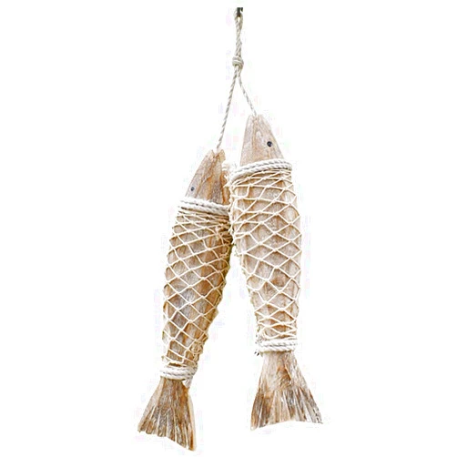 Grace Home Handcrafted Hanging Carved Wooden Fish Nautical Ornaments Antique Home Wall Decor Nautical Gift for Beach Lovers(12.5 Inches)
