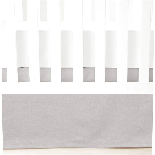 Lush Decor Baby Printed Linen Textured Solid Crib Skirt, Gray 52