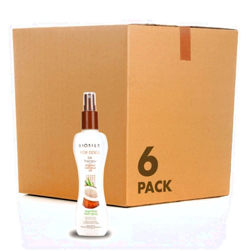 BioSilk for Dogs Silk Therapy Shampoo with Organic Coconut Oil | Coconut Dog Shampoo Waterless Shampoo | Dry Dog Shampoo from BioSilk Silk Therapy for Fresh Dog Coats - 6 Pack