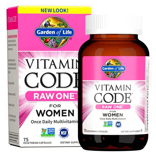 Garden of Life Vitamin Code Raw One for Women, Once Daily Multivitamin for Women - 75 Capsules, One a Day Women, Vitamins, Fruits, Veggies, Probiotics for Womens Health, Vegetarian, Gluten Free 75 Count (Pack of 1)