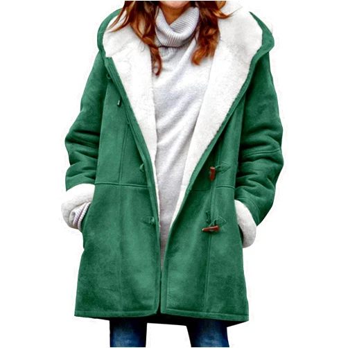 Generic Plus Size Jackets for Women,Womens Fleece Jacket with Pockets Oversized Long Sherpa Hoodie Fuzzy Jackets Warm Coat