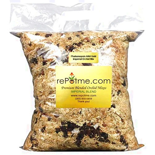 rePotme Orchid Potting Mix - Phalaenopsis AAA Gold Imperial Orchid Mix (Mini Bag) - Premier Orchid Potting Mix with Orchid Moss and Orchid Bark - Hand Blended in The USA
