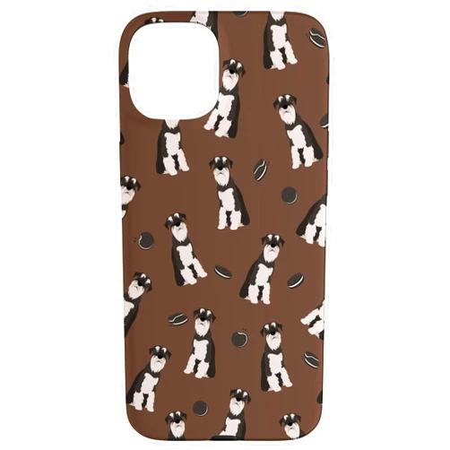 Franz And Sabina Pepper Pup – Black & White Schnauzers In Chocolate Brown Case for iPhone 15 Plus