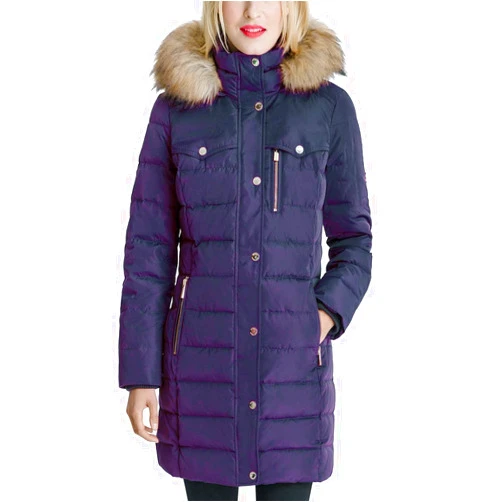 Michael Kors Women's Down Coat (X-Large, Dark Navy)