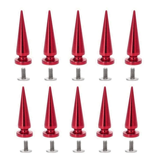 Uviviu 20Pcs 29mm Spikes for Clothing, Long Metal Cone Rivet for Leather Crafts Jacket Shoes Punk DIY (Red)