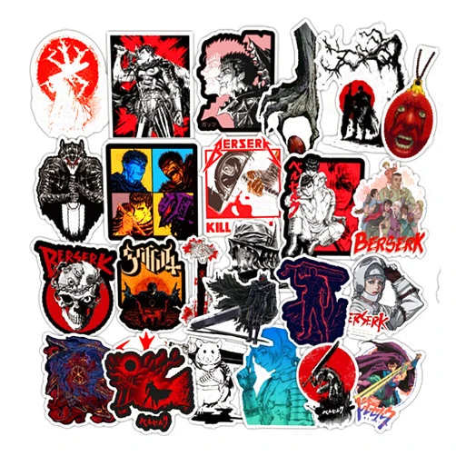 NG2D58 Berserk Stickers Anime Stickers, Water Stickers, Stickers, 25PCS Vinyl Waterproof Aesthetics, Anime Laptop Stickers, Suitable for Skateboards, Bumpers, Helmets, Luggage… 25pcs Berserk Stickers