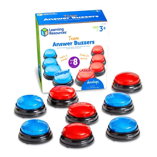 Learning Resources Team Answer Buzzers, Classroom Buzzers, Set of 8 Buzzers, Game Show Toys, Develops Social Skills, Ages 3+