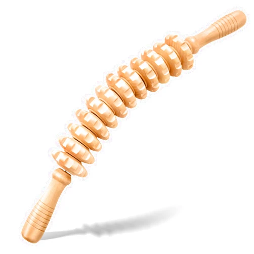 MZDXJ Wooden Cellulite Massage Roller for Legs and Thighs - Handheld Fascia Blaster Tool for Muscle Relief, Lymphatic Drainage & Body Sculpting - Anti Cellulite Massager for Women and Men (12 Wheel)