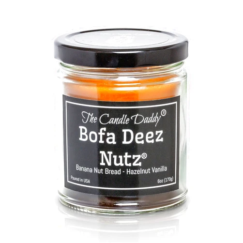 The Candle Daddy Bofa Deez Nutz- Funny- Banana Nut Bread n Hazelnut Vanilla- Scented Candle- Double Pour- 6 Ounce- 40 Hour Burn Time