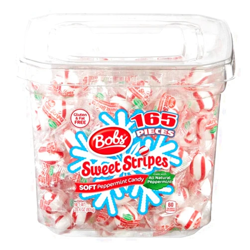 Generic Sweet Stripes Soft Peppermint Candy, 1.8 Pound Bulk Tub - Individualy wrapped Mint Candy