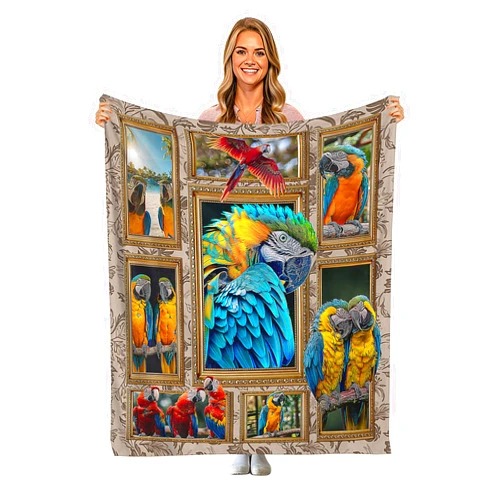 Kasluolo Parrot Throw Blanket, Super Soft Cozy and Plush Warm Flannel Bedding Blanket Gift for Boys, 50x40 Inch