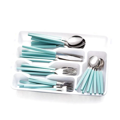 Cutiset 40 piece Stainless Steel Kitchen Flatware set with organizer, Camping Silverware set with color handles set of 8