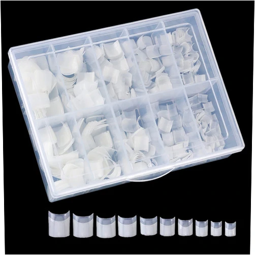 Beuniar Acrylic Natural Nail Tips 500Pcs Short French Artificial Square False Tip for Manicure with Storage Box