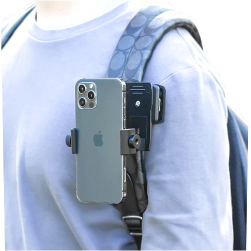 SOH Mingying Backpack Shoulder Strap Mount Bag Belt Shoulder Strap Clip Holder for Phone, for Gopro/DJI and More Action Cameras 360° Rotation Hand Free Phone Backpack Clamp Mount for Video Recording