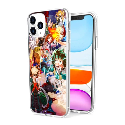 WANGQINHAI Compatible with iPhone 12 Case iPhone 12 Pro Case, Anime Cool Manga TPU Drop Protection Shock Absorbing Scratch Resistant Phone Clear Case Cover(Cartoon-Comic-My-Hero-Academia-3)