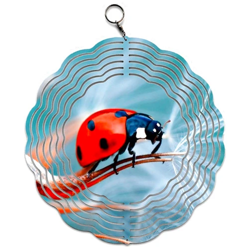 Generic Lively Ladybug Delight Wind Spinner Art 10 inch for Garden Decor with Swivel Hook, Double Sided Circle Hanging Wind Insect Lover Tree Hanger for Yard Porch Front Door